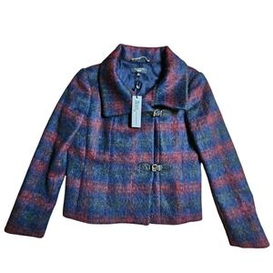Talbots The Jackie Fit Plaid Wool Alpaca Blend Buckle Jacket 4P Old Money NWT